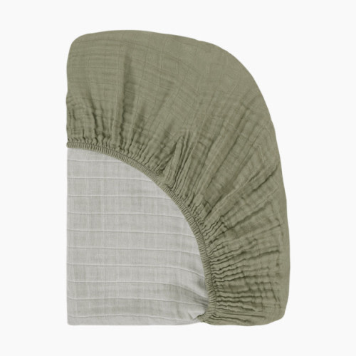 Crib Sheet in GOTS Certified Organic Muslin Cotton - Matcha