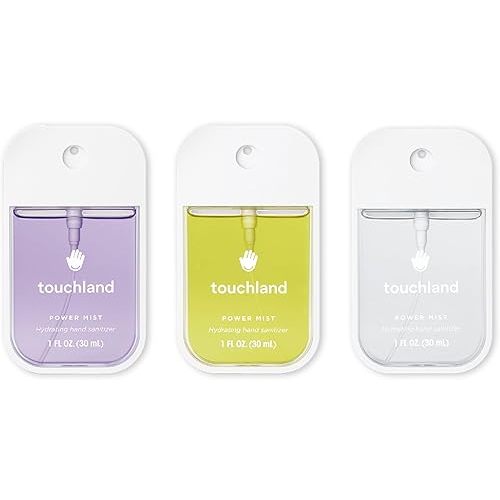 Touchland Power Mist Hydrating Hand Sanitizer Spray, BLOSSOM Trio Set (Lavender, Vanilla, Rainwater), 1 FL. OZ. Travel Size (Set of 3)