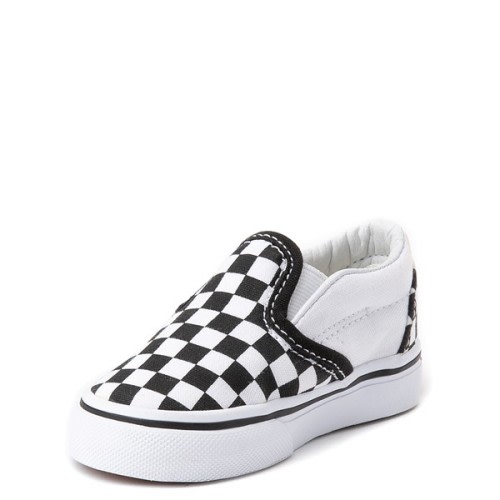 Vans Slip-On Checkerboard Skate Shoe - Baby / Toddler - Black / White | Journeys