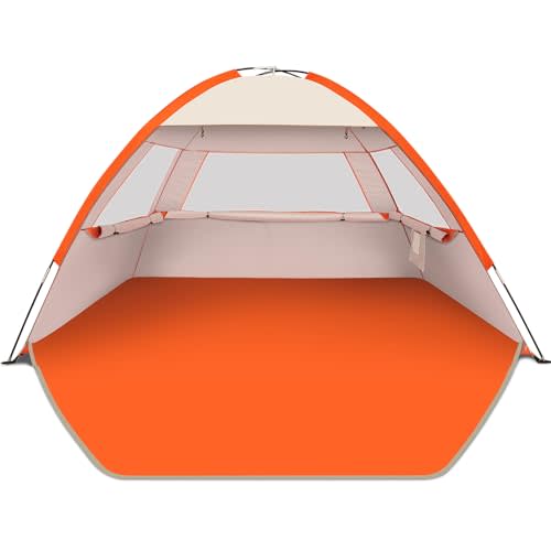Gorich Beach Tent Sun Shelter for 3/4-5/6-7/8-10 Person with UPF 50＋ UV Protection, Lightweight & Easy Setup Beach Shade Canopy, Portable Beach Shade Tent Beach Cabana
