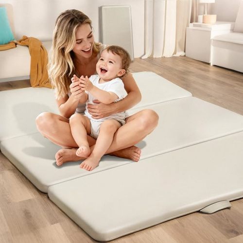 Baby Play Mat for Floor– 1.2" Thick, Foldable, Waterproof, 50×50 Playpen Mat, Non-Toxic, Easy to Clean, Thickened Foam Cushioned, Perfect for Tummy Time & Crawling, Babies & Toddlers