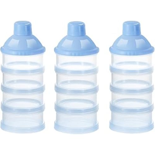 Accmor Formula Dispenser On The Go, 4 Compartments Stackable Formula Container for Travel, Baby Milk Powder Kids Snack Container, BPA Free