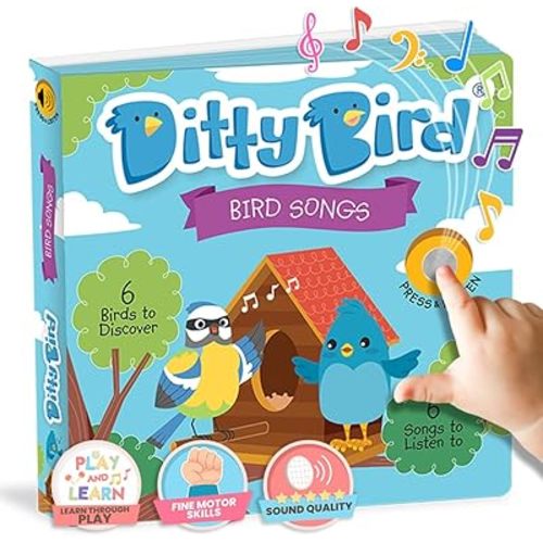 Ditty Bird Animal Sounds Book for Toddlers – Interactive Book Featuring Cuckoo, Blue Tit, Herring Gull, Tawny Owl & Dove Sounds | Musical Board Book for Ages 1-3 | Perfect Educational Gift for Toddler