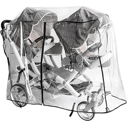 Double Stroller Rain Cover,Rain Cover for Double Tandem Stroller,Big Size Universal Rain and Wind Cover