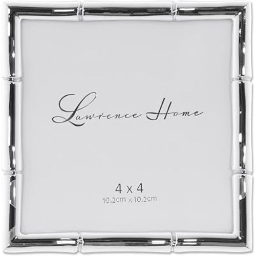 Lawrence Frames Bamboo Design Metal Frame, 4x4, Silver