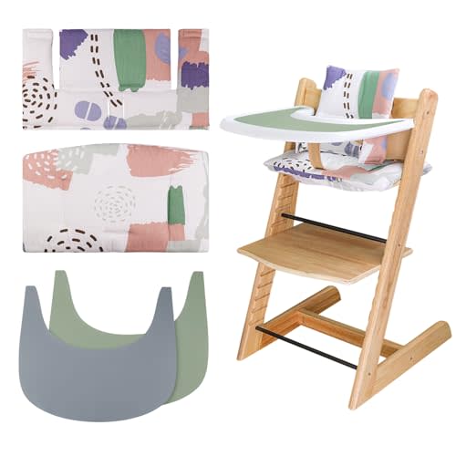 for Tripp Trapp High Chair Cushion, Comfortable for Tripp Trapp High Chair Cushion, with Two High Chair Placemat, for Tripp Trapp Cushion Set Makes It More Comfortable for Baby (Light Color Print)