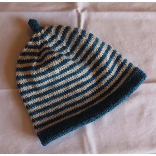 Hand Knitted Baby Hat Merino Wool Teal