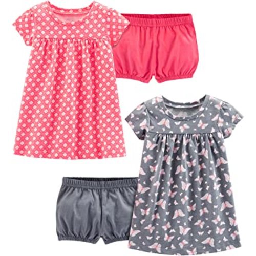 Simple Joys by Carter's Girls' Short-Sleeve and Sleeveless Dress Sets, Pack of 2