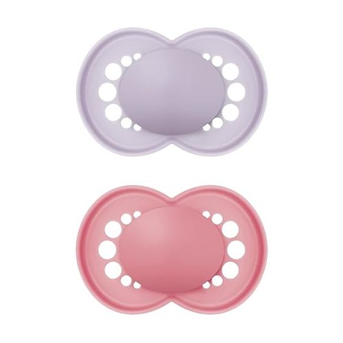 MAM Original Matte Baby Pacifier, Nipple Shape Helps Promote Healthy Oral Development, Sterilizer Case, Girl,6-16 Months(Pack of 2)