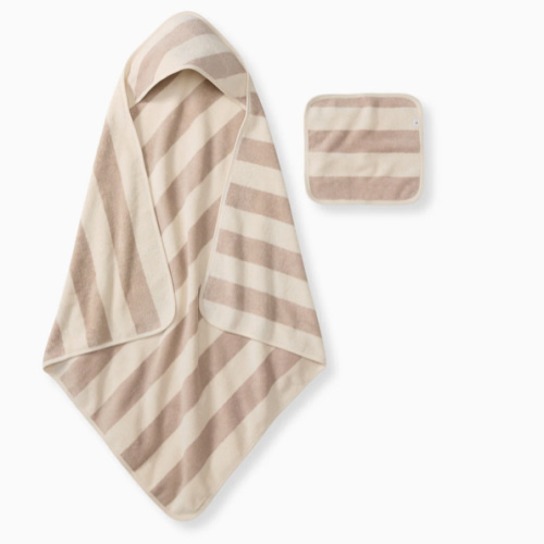 Organic Cotton Rugby Stripe Woven Terry Towel Oat