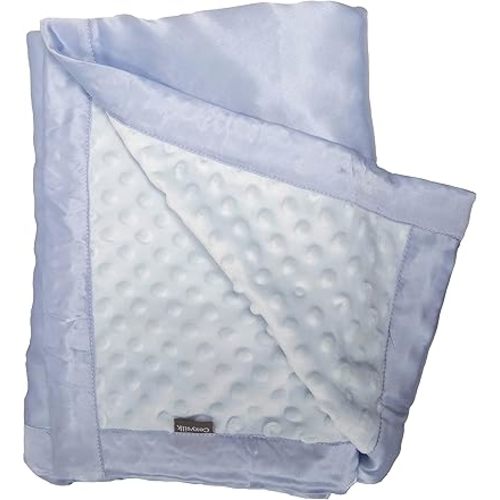 Baby Soft Silk Blanket - 100% Mulberry Silk On One Layer with Minky Plush Dot Blanket Backing - Reversible Double Layer, Gift for Girls/Boys Best for Summer (28 x 40 inch, Grey Blue)