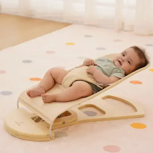 Avenlur Fir Wooden Baby Bouncer – Foldable Infant Rocker with Arch