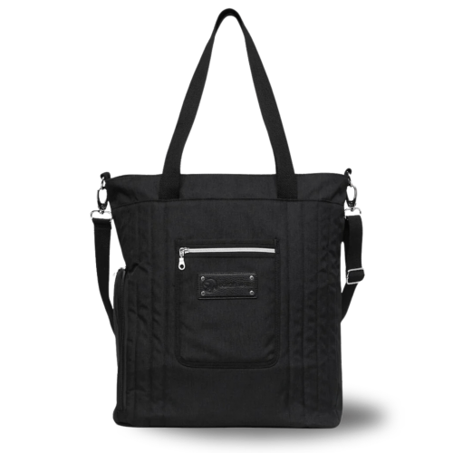 Suzy Breast Pump Tote Black Spacious and Chic Pumping Bag – Sarah Wells Bags