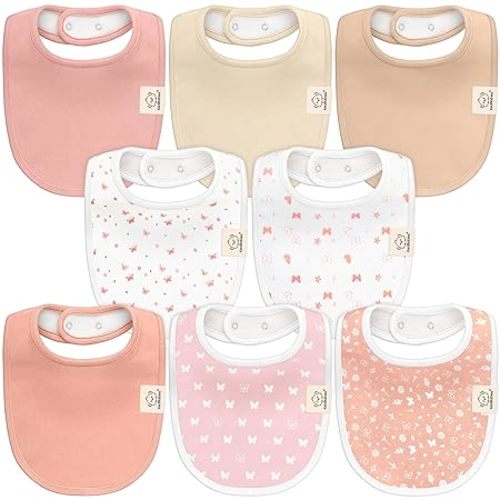 8-Pack Organic Baby Bibs for Girls & Boys - Teething Baby Bib, Baby Boy Bibs, Baby Girl Bibs, Newborn Bibs, Baby Drool Bibs for Infant, Toddler, Bibs for Baby Boy, Bibs for Baby Girl (Butterflies)