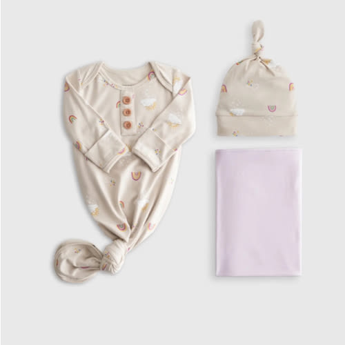Bamboo Gown, Hat & Swaddle Layette Bundle - Baby Girl