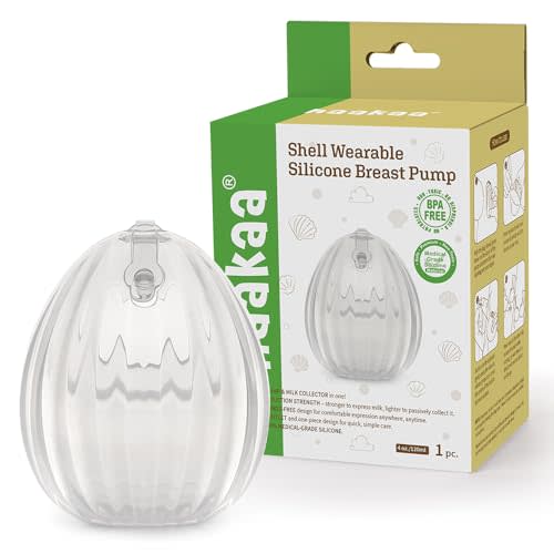 HAAKAA Shell Wearable Hands-Free Manual Breast Pump/Milk Collector (2.5 oz/75 ml, 4 oz/120 ml) – Medical-Grade Silicone – Compact, Portable & Discreet – Leak-Proof Valve