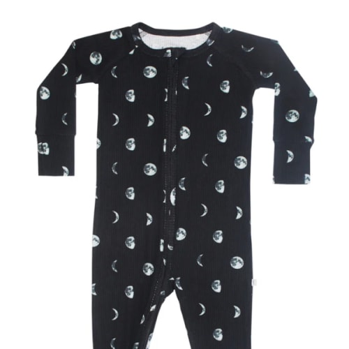 Moon Phases Small Ribbed Zip Romper