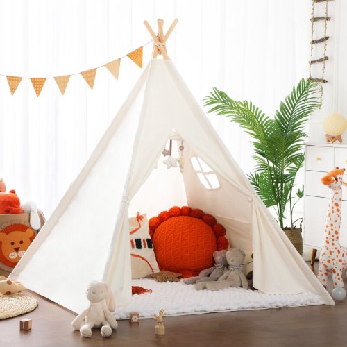 Wilwolfer Indoor/Outdoor Use Canvas Triangular Play Tent with Carrying Bag & Reviews | Wayfair