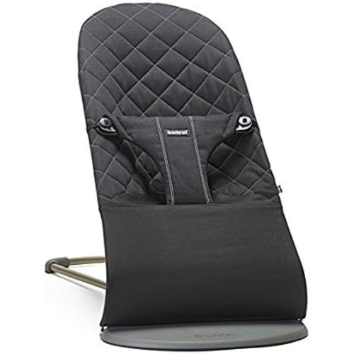 BabyBjörn Bouncer Bliss, Cotton, Black | 2-in-1 Adjustable Baby Bouncer Seat and Toddler Chair, Newborn to Toddler (8-29 lbs), 4 positions, Lightweight & Portable