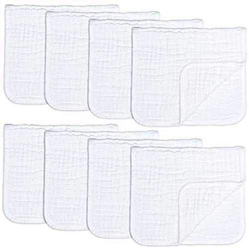 Muslin Burp Cloths 10 Pack Large 100% Cotton Hand Washcloths 6 Layers Extra Absorbent and Soft by Comfy Cubs (Sky Blue, Pack of 10)Muslin Burp Cloths 8 Pack Large 100% Cotton Hand Washcloths 6 Layers Extra Absorbent and Soft by Comfy Cubs (White, Pack of
