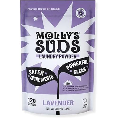 Molly's Suds Original Laundry Detergent Powder | Clean Laundry Detergent Powder for Sensitive Skin | Simple, Effective Ingredients, Stain Fighting | 120 Loads (Lavender)