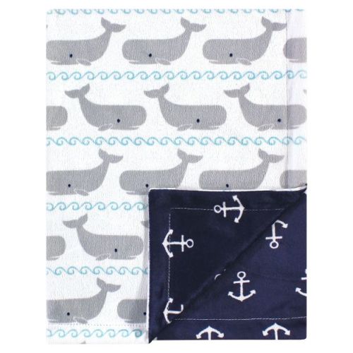 Hudson Baby Infant Boy Plush Mink Blanket, Whale, One Size