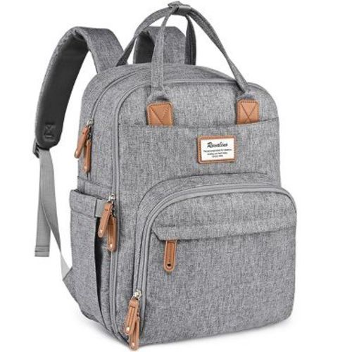 RUVALINO Large Diaper Bag Backpack, Multifunction Travel Maternity Baby Changing Bags, Gray