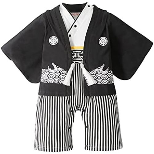 Baby Boy Kimono Romper Suit Japanese Costumes Infant Cotton Samurai Outfits