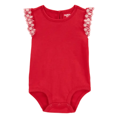 Baby Eyelet Ruffle Bodysuit - Red - OshKosh | Carter's
