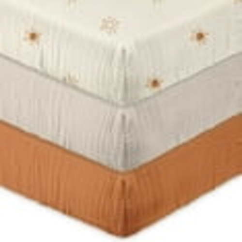 Gllquen Baby Muslin N Play Cotton Mini Crib Fitted Sheets 3 Pack Soft Cozy for Baby Boy Girls, Rising