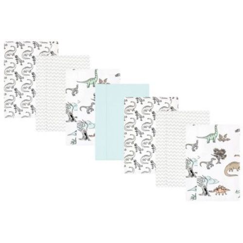 Hudson Baby Cotton Flannel Burp Cloths, Neutral Dino World 7-Pack, One Size
