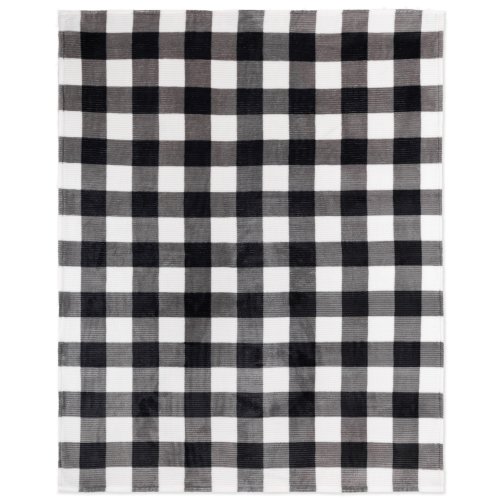 Throw Flannel Printed Ribbed White Plaid