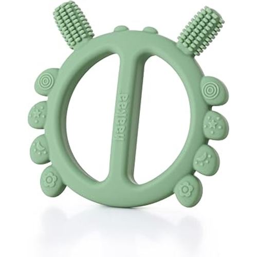 Haakaa Silicone Crab Baby Teether,Teething Toys,360° Baby Toothbrush Head for Infant Self-Brushing Training,Food-Grade Silicone,Pea Green