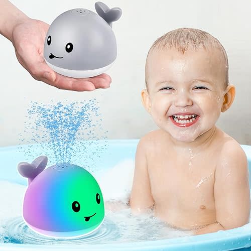 Baby Whale Bath Toy, Baby Bath Toys for 6-12 12-18 Months Bath Toys for Kids Ages 1-3 Light Up Bath Fountain Toys Whale Bath Toy Sprinkler for Toddlers 2-4, Birthday Valentines Shower Gift Boys Girls