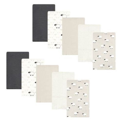 Hudson Baby Flannel Burp Cloth 10pk, Taupe Sheep, One Size