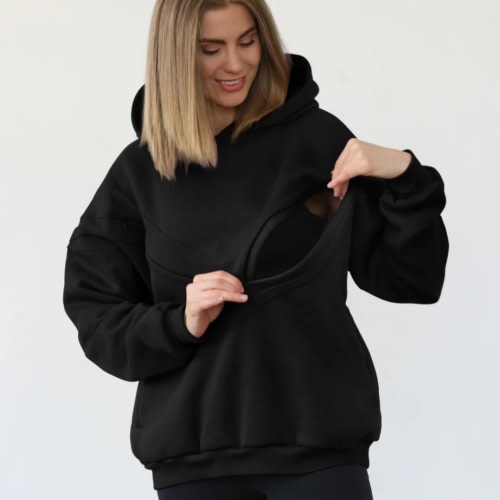 Isabella Ultra Soft Oversized Nursing & Pregnancy Hoodie (Noir)