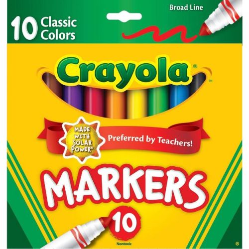 Crayola 10ct Broad Line Markers, Elementary School Supplies for Kids, Art Classroom Must Haves, Drawing & Coloring Gift, Ages 3+