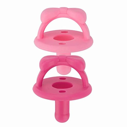 Itzy Ritzy Sweetie Soother Pacifier Set of 2 - Silicone Newborn Pacifiers with Collapsible Handle & Two Air Holes for Added Safety; Set of 2 in Cotton Candy & Watermelon, Ages Newborn & Up - 2 Count (Pack of 1)