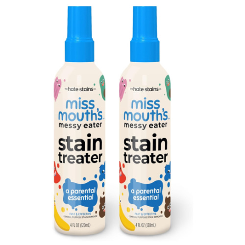 Miss Mouth's Messy Eater Stain Treater Spray - 4oz 2 Pack Stain Remover - Newborn & Baby Essentials - No Dry Cleaning Food, Grease, Coffee Off Laundry, Underwear, Fabric