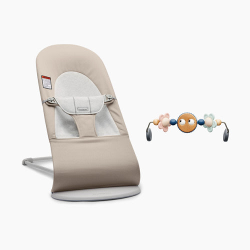 Bouncer Balance Soft and Toy Bar Bundle - Beige/Pastels