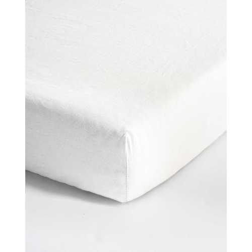 European Linen Fitted Crib Sheet in White