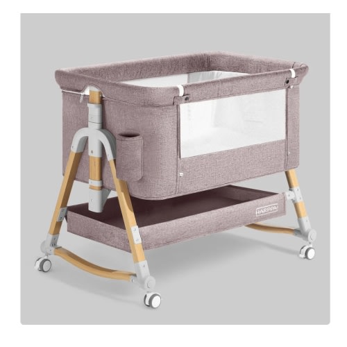 HARPPA Cuddly 3-in-1 Baby Bassinet Bedside Sleeper for Reflux | Attaches to Bed, Adjustable 5 Heights, Non-Toxic & CPSC Certified | Sturdy Aluminum Frame, Portable Wheels, Tool-Free Setup, Gentle Rocking | Perfect for Newborns, Infants, Small Spaces & Saf
