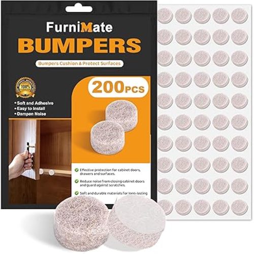 Felt Cabinet Door Bumpers-Small Felt Pads for Cabinet Doors, Cabinet Bumpers Felt, 3/8" Diameter 200PCS, 5mm Thick Self Adhesive Beige