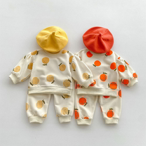 Baby Fruit Orange Lemon Sweatsuit 2 Pieces Set