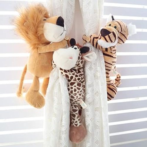 Cartoon Curtain Tiebacks Animal Curtain Holdbacks Cute Decoration Curtain String Creative Animal Plush Curtain Lace Wide Adaptation Window Decor 1Pcs (Giraffe)