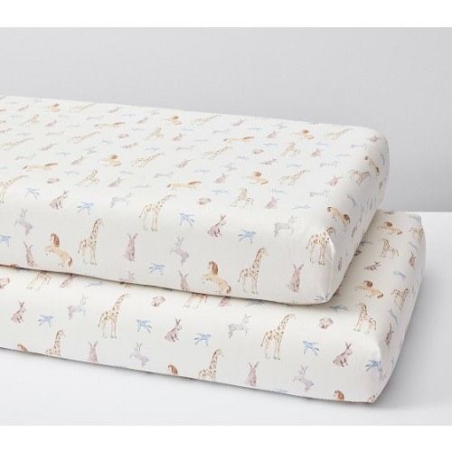 AERIN Animals Organic Crib Fitted Sheet | Pottery Barn Kids