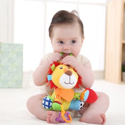 Kbndieu Infant Developmental Soothing Plush Toys, Baby Activity and Teething Toys with Multi-Sensory Rattle and Textures for 3 6 9 12 Months and Newborn Gifts on Clearance