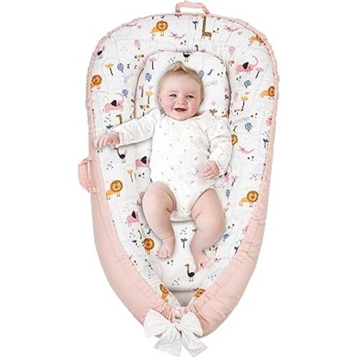 Baby Nest Cover for Baby 0-12M, Newborn Lounger Cover Bassinet Mattress Cover, Adjustable Soft Floor Seat Cover for Baby Girls & Boys (Elephant)