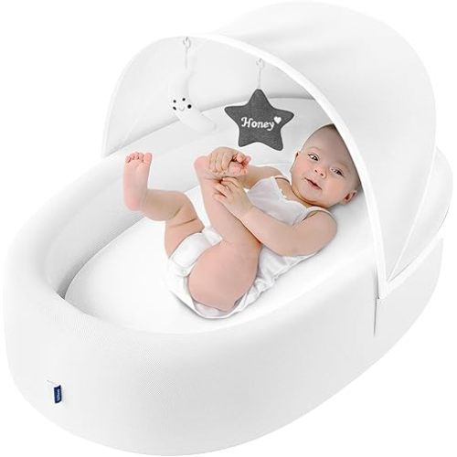 Premium Baby Lounger - Baby Bassinet for Newborn, Infant and Toddler - Baby Nest Lounger - White