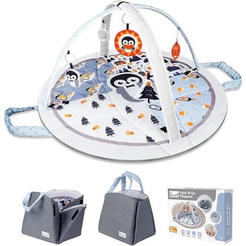 Baby Play Mat Tummy Time Mat with Exclusive Foldable Design, Stage-Based Skill Development Activity Gym Mat, Machine Washable Play Mat for Baby Girl with Gift Package